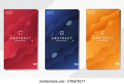 Set of social media stories post template with modern background design and memphis style