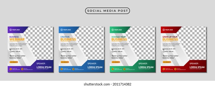 Set of social media stories post template concept design for business webinar, marketing webinar, online class program, etc
