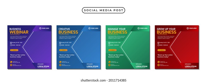 Set of social media stories post template concept design for business webinar, marketing webinar, online class program, etc