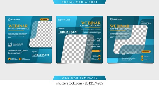 Set of social media stories post template concept design for business webinar, marketing webinar, online class program, etc