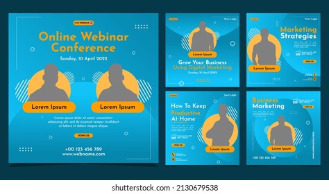 Conjunto de historias de medios sociales post diseño de plantilla para webinar de negocios, webinar de marketing, programas de clases en línea, etc