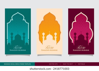 Set of social media stories ramadan template