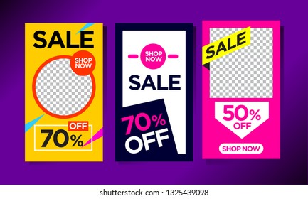 set of social media stories sale banner background, template photo, can be use for, landing page, website, mobile app, poster, flyer, coupon, gift card, smartphone template, web design