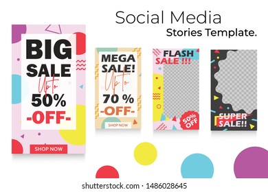 set of social media stories sale banner template, sale banner, can use for mobile app, poster template, landing page, coupon, gift, discount, web design
