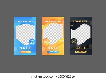set of social media stories sale banner background, template photo, summer sale can use for, website, mobile app, poster, flyer, coupon, gift card, smartphone template, web design