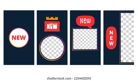 set of social media stories. Template new tag banner. vector design