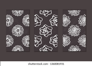 Set of social media stories templates. Floral gradient background