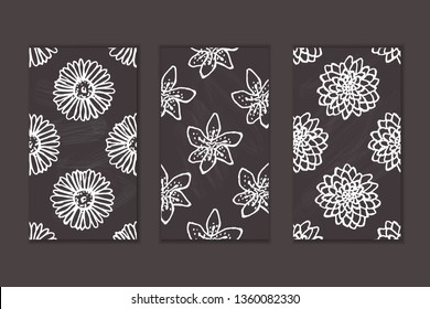 Set of social media stories templates. Floral gradient background