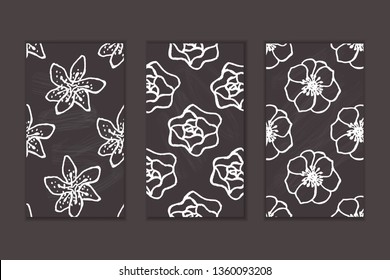 Set of social media stories templates. Floral gradient background