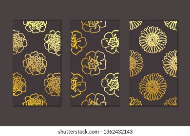 Set of social media stories templates. Floral gradient background
