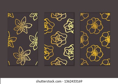 Set of social media stories templates. Floral gradient background