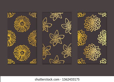 Set of social media stories templates. Floral gradient background