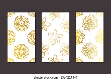 Set of social media stories templates. Floral gradient background