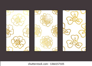 Set of social media stories templates. Floral gradient background