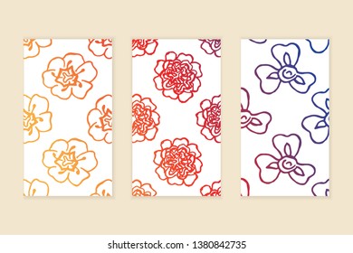 Set of social media stories templates. Floral gradient background