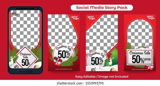 Set of Social Media Story Post for Christmas Event Promotion