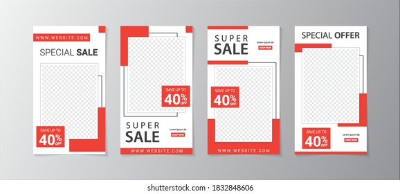 Set of Social Media Story. Stories Sale Banner Background ,Poster, Flyer, Coupon, Layout Composision Gift Card, Smartphone Templates Story