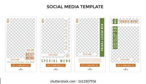set for social media story template. food edition,  For personal and business accounts.