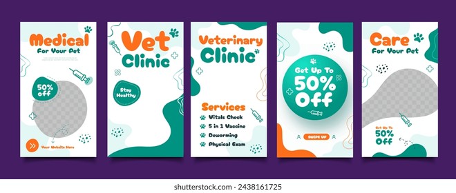 Set of Social media Story templates for vet clinic and veterinary