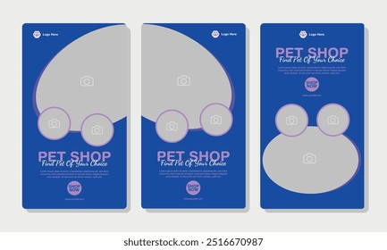 Conjunto de Plantillas de historia de redes sociales para tienda de mascotas, aseo de perros y promoción de venta con área de Imagen