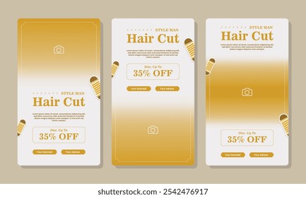 Set of Social media Story templates for barber or special hair cut promotionin in yellow design