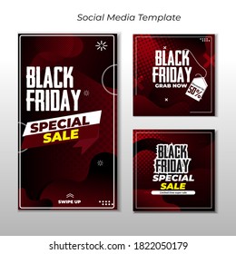 conjunto de diseños de plantillas de medios sociales para diseño de banners de venta del viernes negro 