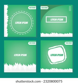 set of social media template. feed template for social media on green color background