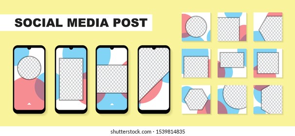 Set of Social media template for Instagram stories and posts.Editable square for digital marketing,discount,special offer,advertiser,web banner and mobile apps