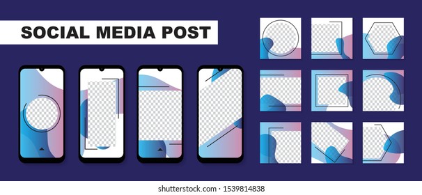 Set of Social media template for Instagram stories and posts.Editable square for digital marketing,discount,special offer,advertiser,web banner and mobile apps