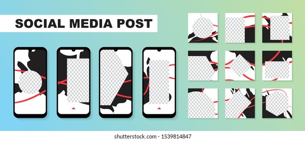Set of Social media template for Instagram stories and posts.Editable square for digital marketing,discount,special offer,advertiser,web banner and mobile apps