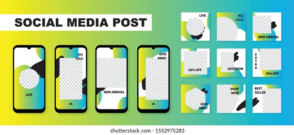 Set of Social media template for Instagram stories and posts.Editable square for digital marketing,discount,special offer,advertiser,web banner and mobile apps