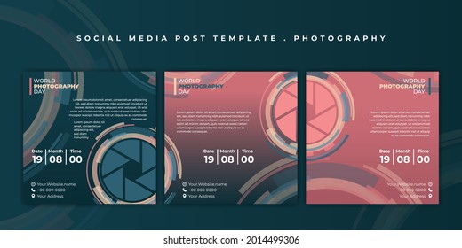 Set of social media template. Social media post template with camera shutter design. good template for social media advertising design.