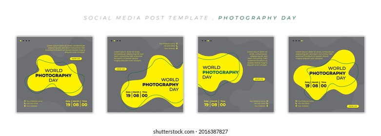 Set of social media template. Social media post template with grey and yellow background design. good template for social media advertising design.