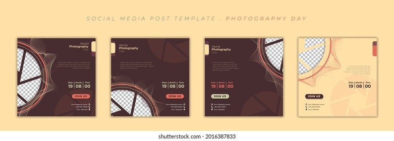 Set of social media template. Social media post template with camera shutter and brown design. good template for social media advertising design.