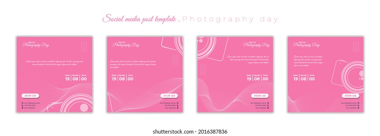 Set of social media template. Social media post template with simple camera and feminine background design. good template for social media advertising design.