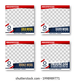 a set of social media template for world sports festival. sport events medal moments vector template.