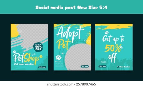 Set of Social media templates for pet shop, dog grooming and sale promotion. 