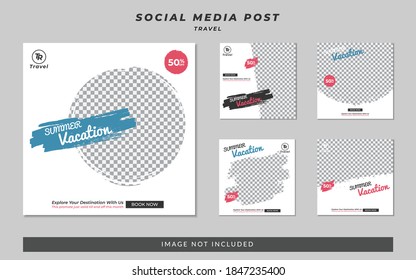 Set of social media travel post template