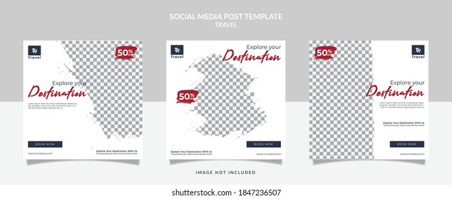 Set of social media travel post template