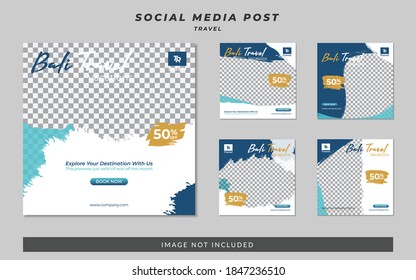 Set of social media travel post template