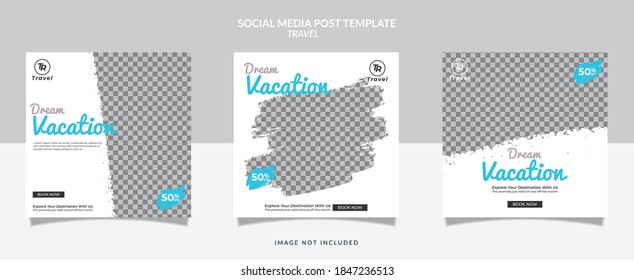 Set of social media travel post template