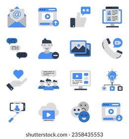 Conjunto de iconos planos de redes sociales

