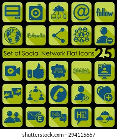Set of social network flat icons for Web and Mobile Applications