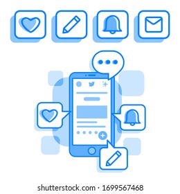 Set of social network icons for mobile