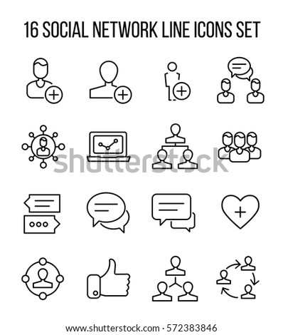 Set of social network icons in modern thin line style. High quality black outline network symbols for web site design and mobile apps. Simple social pictograms on a white background.