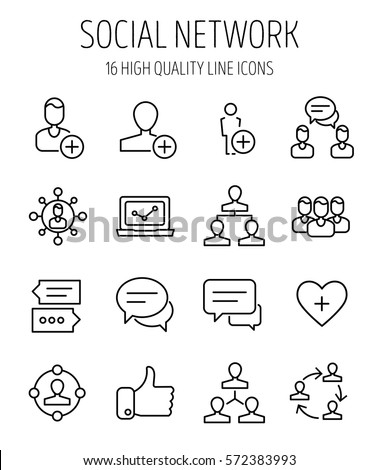 Set of social network icons in modern thin line style. High quality black outline network symbols for web site design and mobile apps. Simple social pictograms on a white background.