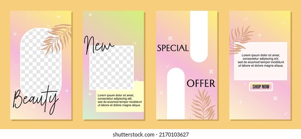 set of social network story templates for advertising promotion. elegant and beautiful pink background design. mobile vector design