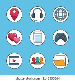Set of social network symbols