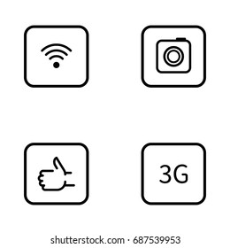 Set of social network vector thin line icons.