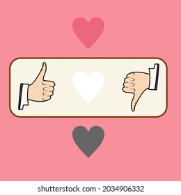 Set for social networks. Like and dislike. Heart plate. Vector graphics. Chatting in Internet.